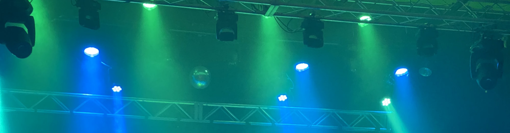 blue and green theater stage lights Charlottesville